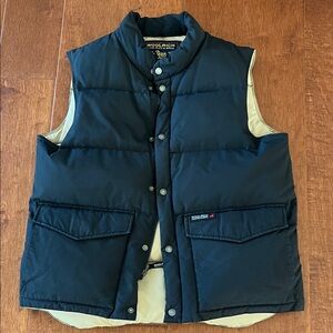 Woolrich Mens Black Aleutian Down Filled Puffer Vest Size L